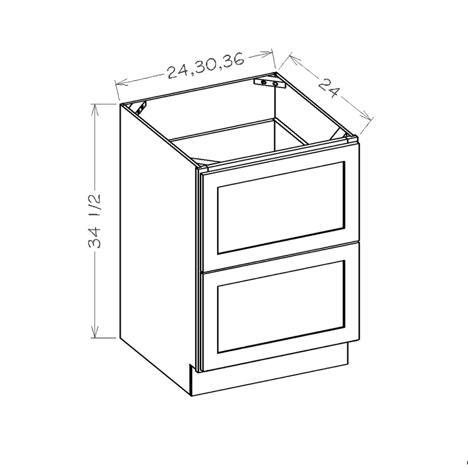 Midtown Grey Base Drawer Pack with 2 Drawers 24"W 24"D 34.5”H