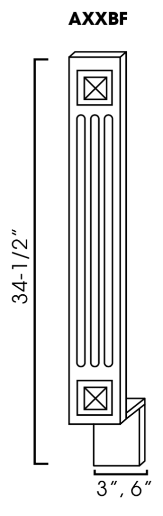 Signature Pearl Decorative Base Filler Fluted with Beveled Square 3"W 34 1/2"H 3/4"D