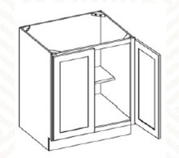 Woodland Brown Shaker Full Height Door Base Cabinet with 2 Butt Doors, NO Drawer 24"W 24"D 34.5"H