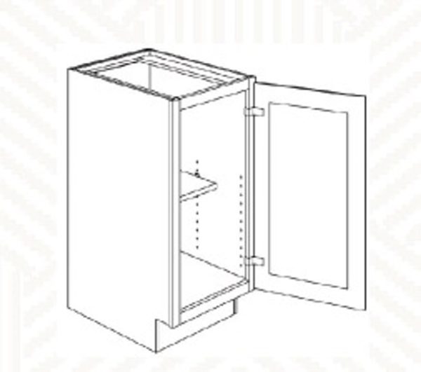 Woodland Brown Shaker Full Height Door Base Cabinet, NO Drawer 15”W 24"D 34.5"H