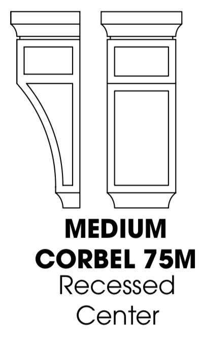 Uptown White Corbel 75M with Recessed Center, Medium