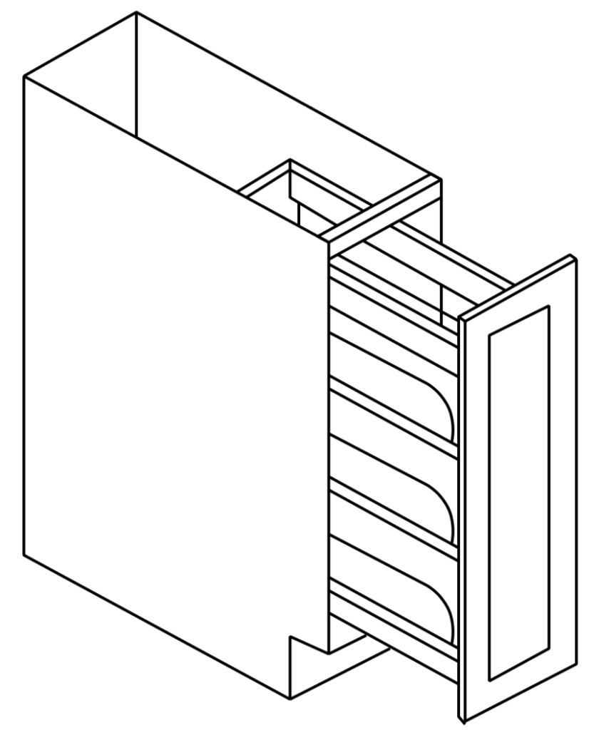 Sky Blue Shaker Base Pull Out with Spice Rack *Unit Pre-assembled, Side Mount Full Extension Drawer Track