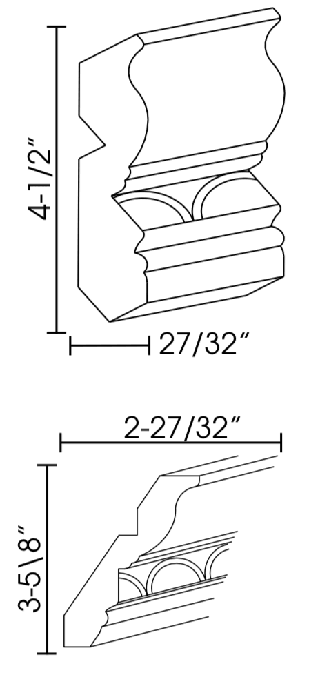 Signature Pearl Crown Molding with Egg and Dart Detail (Rope Detail Fastened to Molding)