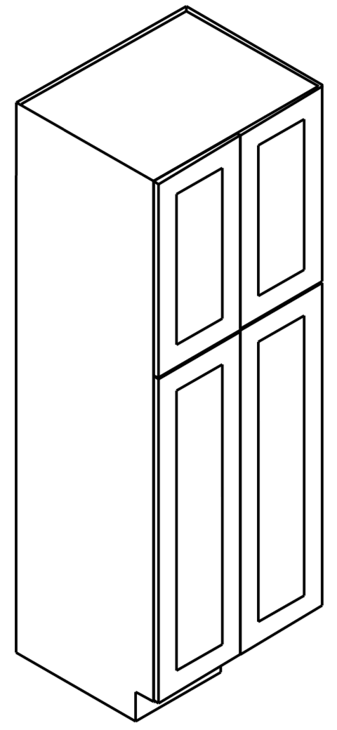Woodland Brown Shaker Wall Pantry with 4 Butt Doors 24"W 24"D 84"H