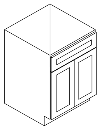 Blaze Black Shaker Base Cabinet with 2 Butt Doors 24"W 24"D 34.5"H