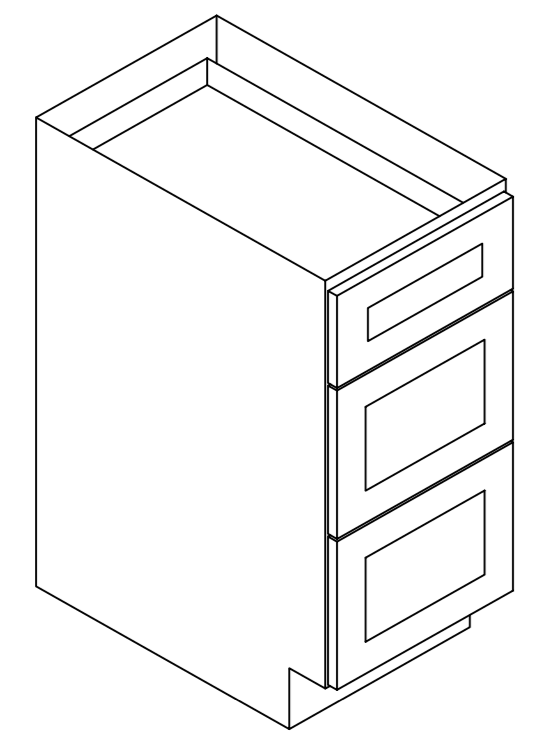 Blaze Black Shaker Base Drawer Pack with 3 Drawers 12"W 24"D 34.5"H